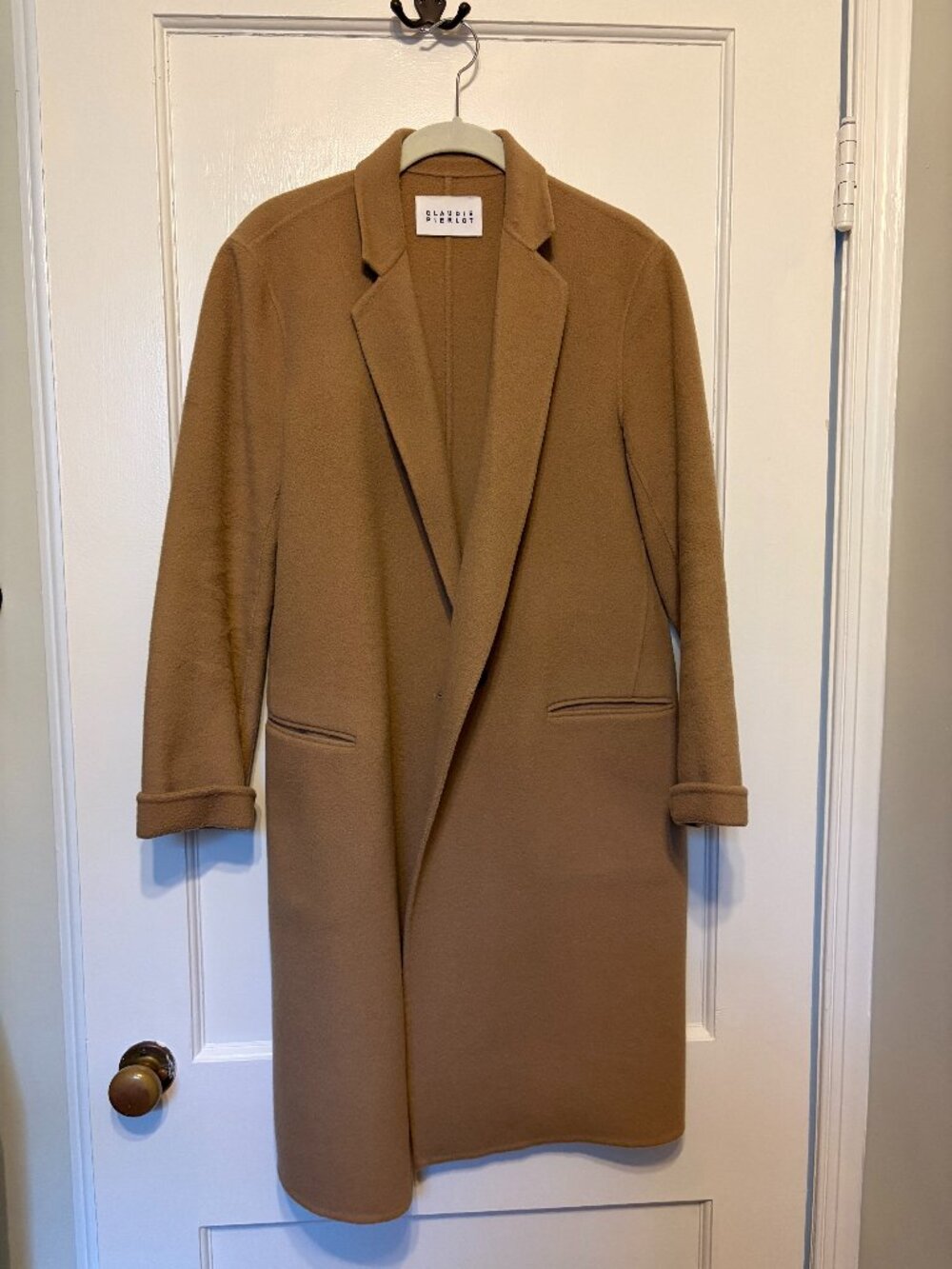 100% Wool Claudie Pierlot Midi Length Camel Coat US Size M